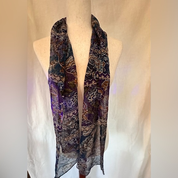 Silk Scarf with Hand Painted Gold - Picture 5 of 12